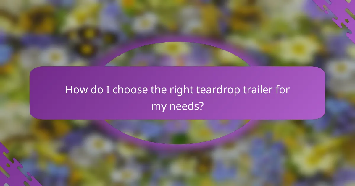 How do I choose the right teardrop trailer for my needs?