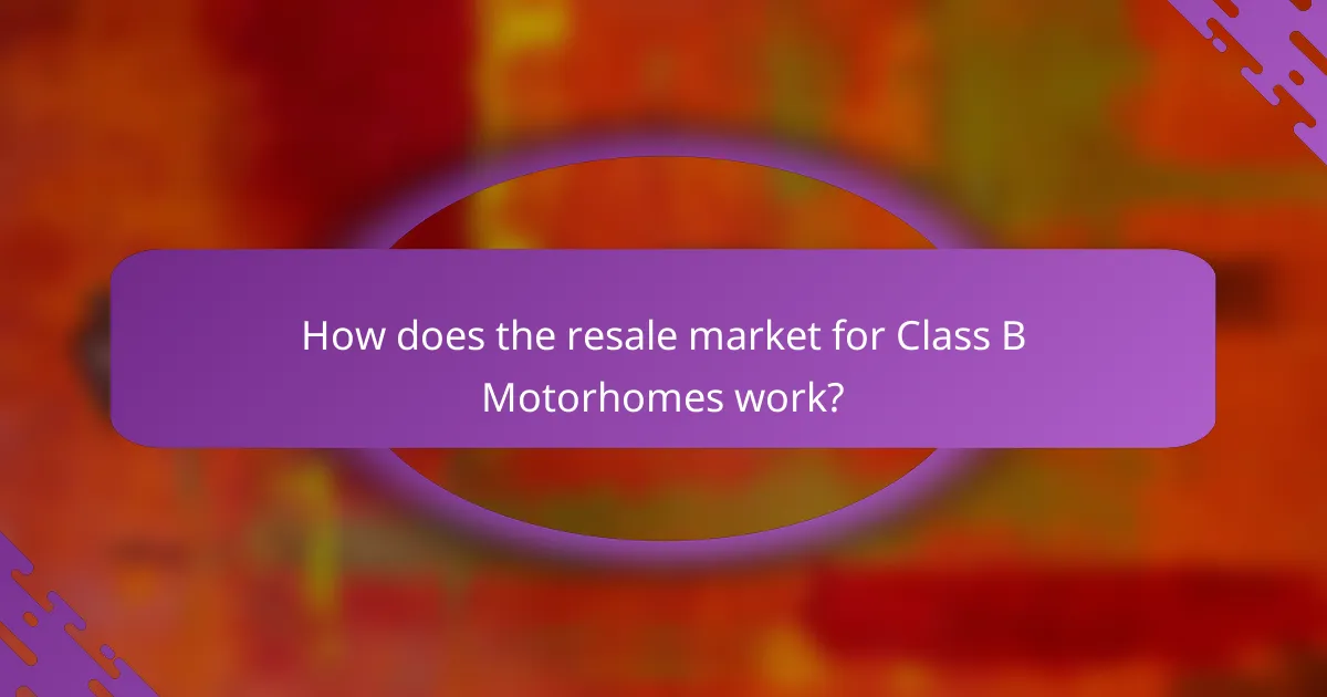 How does the resale market for Class B Motorhomes work?