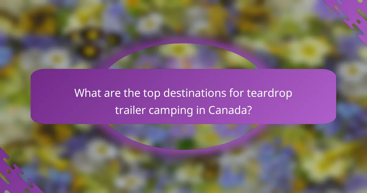 What are the top destinations for teardrop trailer camping in Canada?