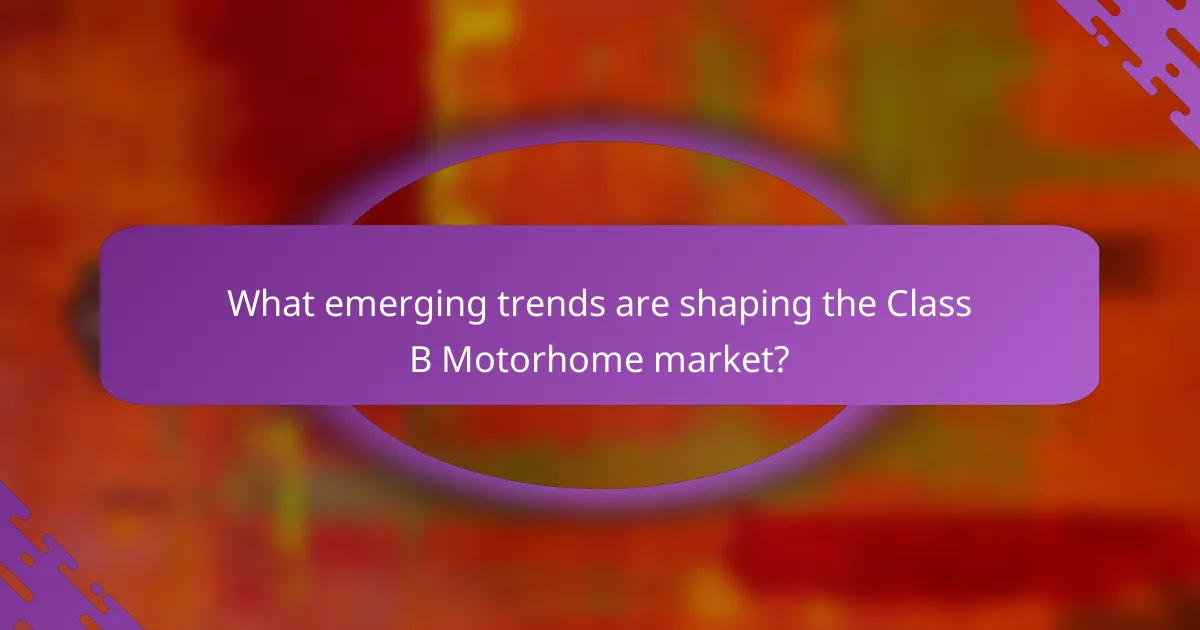 What emerging trends are shaping the Class B Motorhome market?