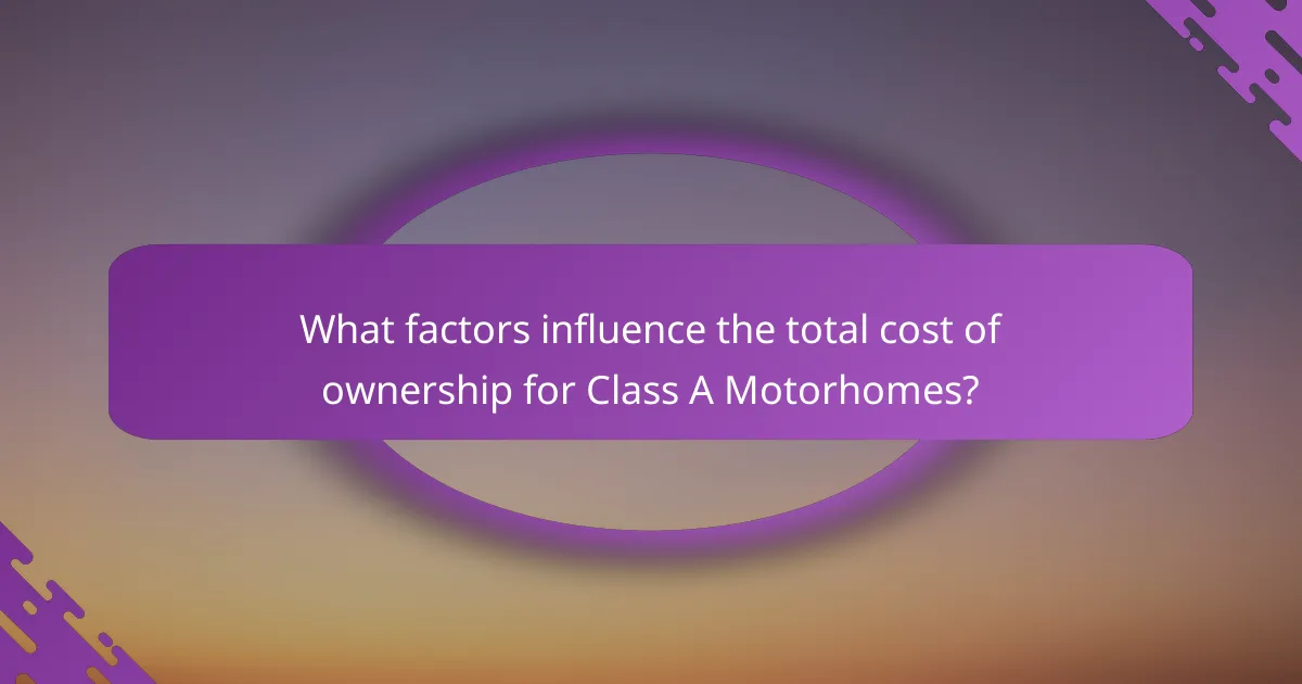What factors influence the total cost of ownership for Class A Motorhomes?