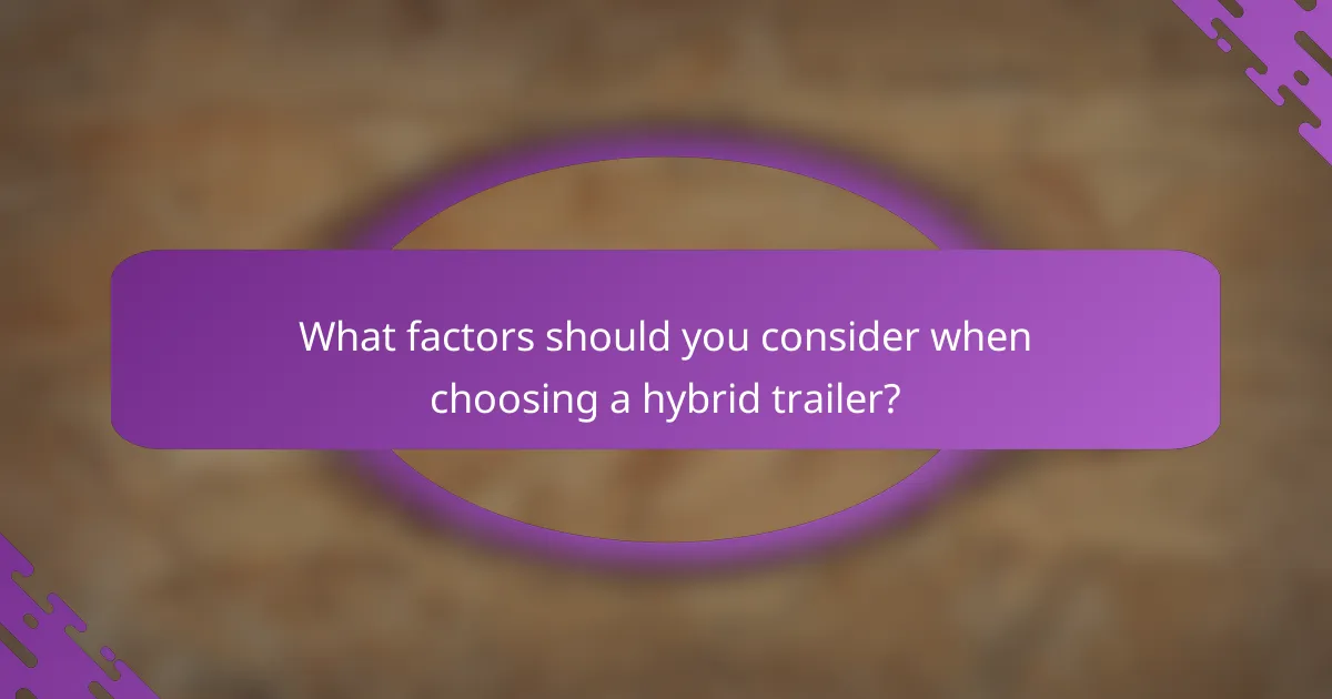 What factors should you consider when choosing a hybrid trailer?