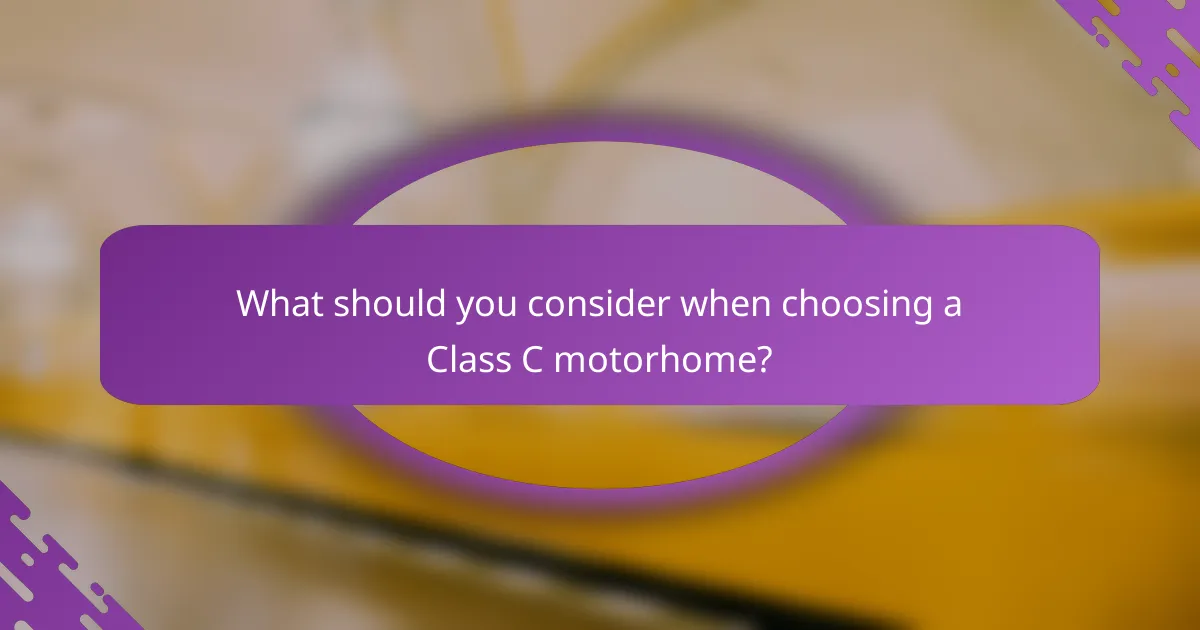 What should you consider when choosing a Class C motorhome?